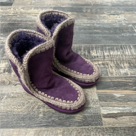 Mou Deep Purple Boots with Grey Stitching - Picture 2 of 7